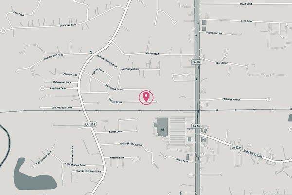 Map of Impson Street in Denham Springs with a pin on Barkin' On The Avenue